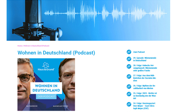 Screenshot: Podcast-Themenseite